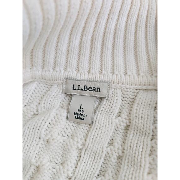 LL. Bean ~Woman Size M~ White Knit Cotton Button-Up Cardigan Sweater Long Sleeve - Picture 2 of 15